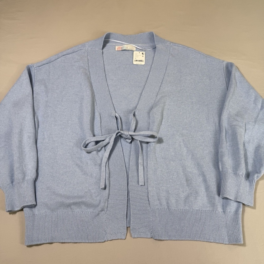 Free People Beach Solar Tie Front Cardigan Womens XL Soft Blue Long Sleeve NWT